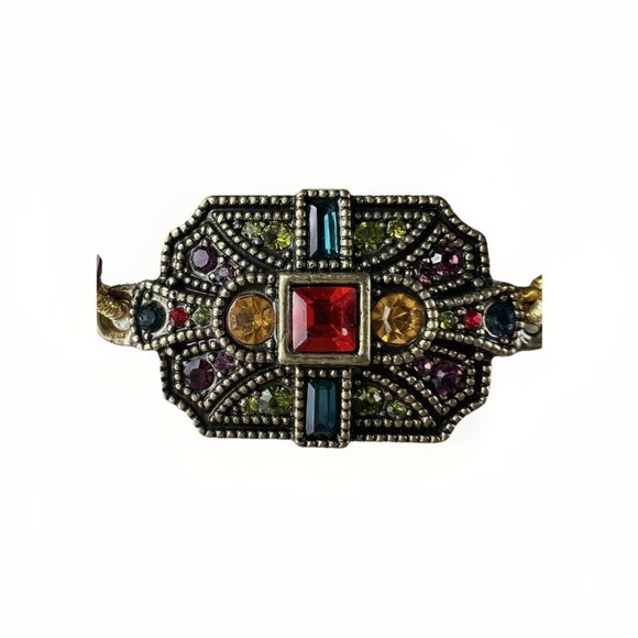 Heidi Daus Multi Color Multi Stone Crystal Necklace 48"L 2.9 Oz Signed Designer - Picture 5 of 13